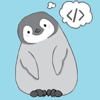 A hand-drawn coding penguin, Shaurya's longtime portfolio mascot